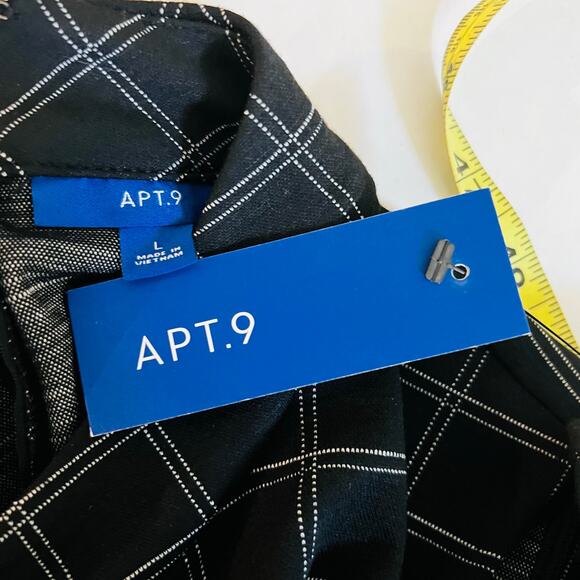 Apt 9 Windowpane Sleeveless High Neck Sheath Dress Size L Large NWT Black - Picture 4 of 7